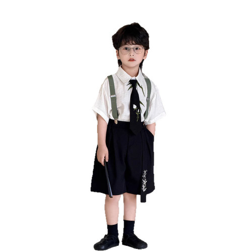 男童背帶套2025夏季時尚學院風套裝兒童禮服演出服套裝 一件代髮