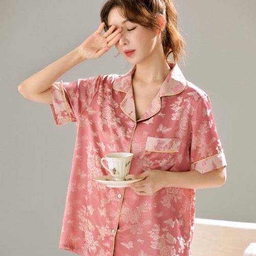 2025新款睡衣女冰絲夏季高級感輕奢短袖三件套裝家居服夏天可外穿