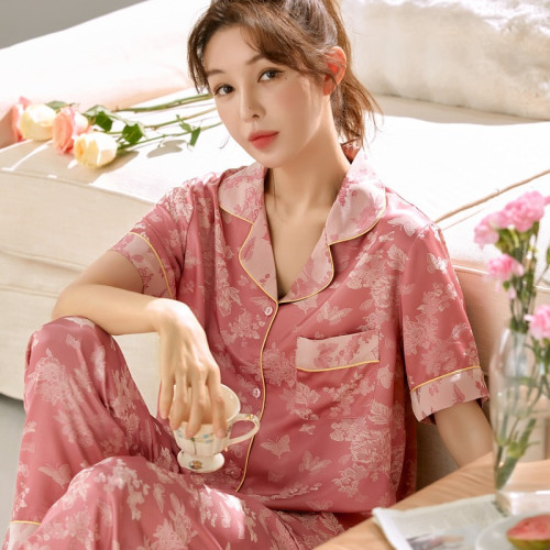 2025新款睡衣女冰絲夏季高級感輕奢短袖三件套裝家居服夏天可外穿