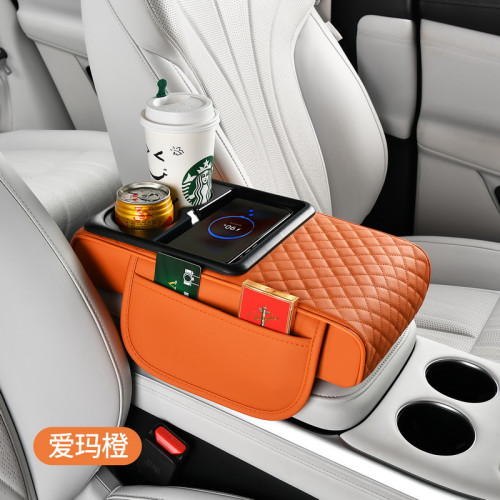 新款無線充電款汽車扶手箱墊收納多功能增高墊扶手箱手機充電一體