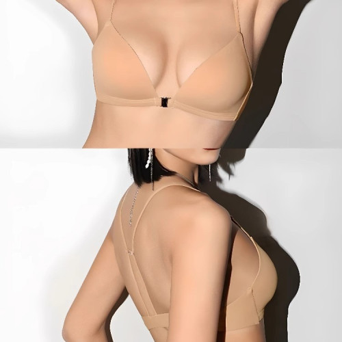 原版夏季薄款美背前釦內衣女小胸聚攏無痕無鋼圈法式性感三角杯文