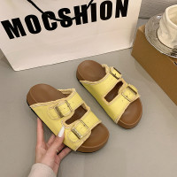 超火厚底勃肯拖鞋女夏季時尚外穿軟底舒適方釦懶人一字沙灘涼拖鞋