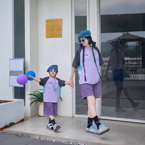 親子裝2025新款一家三口春夏季運動速乾涼爽透氣彩虹親子短褲