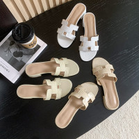 3CM法式拖鞋女外穿2025春夏新款時尚百搭粗跟中跟一字沙灘涼拖