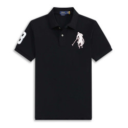 原標夏季經典大馬標polo衫男繙領純色純棉短袖寬松大碼刺綉RL