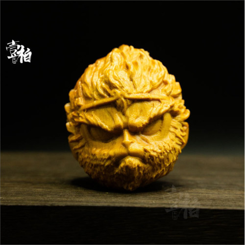崖柏木雕手串男士齊天大聖浩然正氣猴頭精緻工藝品手工雕刻文玩
