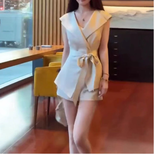 25356大愛美依緣2025夏季新款精緻高級無袖上衣短褲修身顯瘦套裝