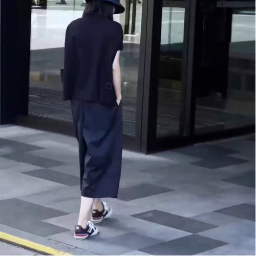 25329大愛美依緣2025夏季新款polo領寬松短袖上衣休閒濶腿褲女潮