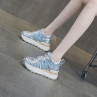 小個子厚底內增高女2025夏季新款網面鏤空透氣休閒運動鞋老爹鞋