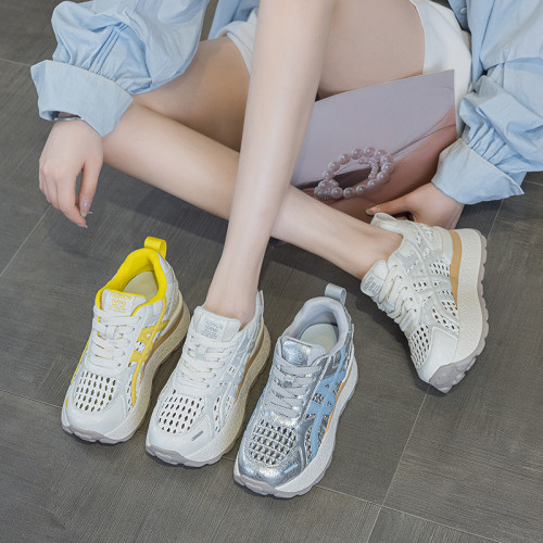 小個子厚底增高阿甘鞋女2025夏季新款網面透氣休閒時尚百搭輕便女