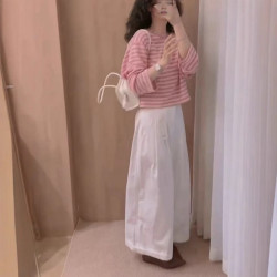 25350大愛美依緣2025夏季新款條紋長袖防曬T恤休閒濶腿褲減齡顯瘦
