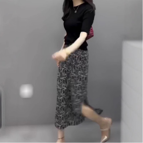 25072婕妤秀2025年夏季新款時尚百搭簡約氣質短袖上衣衫開叉裙套