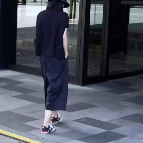 25329大愛美依緣2025夏季新款polo領寬松短袖上衣休閒濶腿褲女潮
