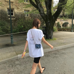 2025【現】韓東大門夏季新款tann*t草莓印花蛋糕休閒寬松短袖T恤