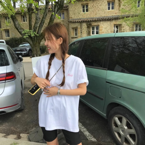 2025【現】韓東大門夏季新款tann*t草莓印花蛋糕休閒寬松短袖T恤