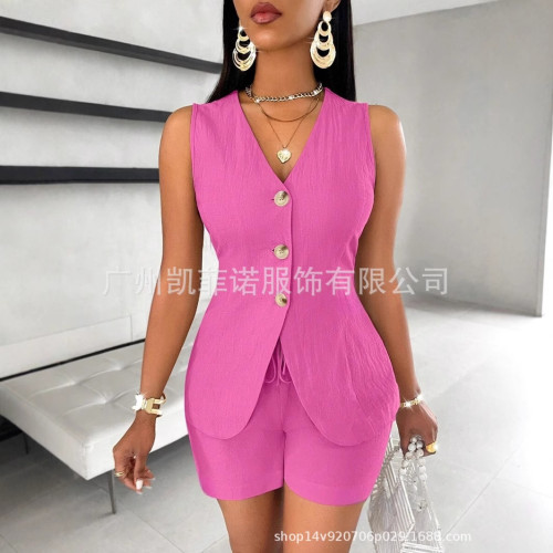 新款2025新款歐美女士時尚舒適休閒開胸系帶短袖衫