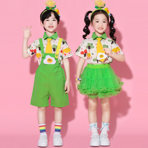 六一兒童幼兒園蓬蓬裙背帶褲畢業表演服裝小學生啦啦隊合唱演出服