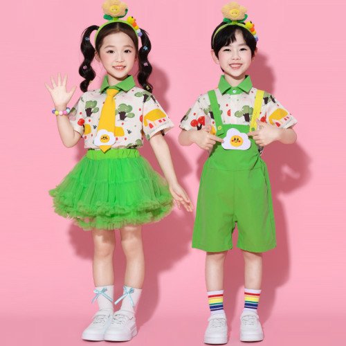 六一兒童幼兒園蓬蓬裙背帶褲畢業表演服裝小學生啦啦隊合唱演出服
