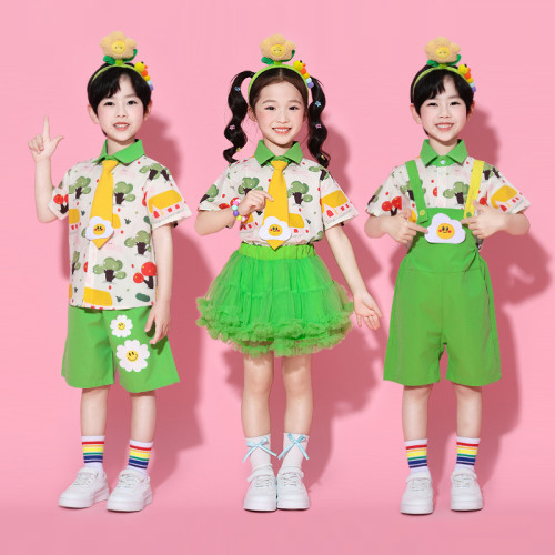 六一兒童幼兒園蓬蓬裙背帶褲畢業表演服裝小學生啦啦隊合唱演出服