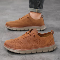 2025新款跨境輕便系帶休閒男鞋透氣飛織男大碼Men Loafers