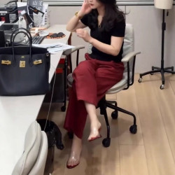 25371大愛美依緣2025夏季新款淨版V領短袖上衣高腰直筒褲時尚顯瘦