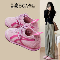 真皮版！黃色德訓鞋女2026新款平底百搭休閒運動軟底紅色阿甘板鞋