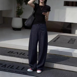25385大愛美依緣2025夏季新款圓領短袖淨版T恤該有垂感直筒長褲女