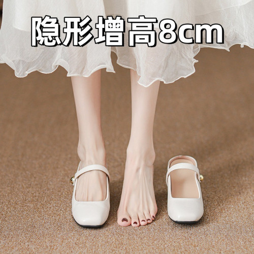內增高包頭半拖鞋女夏季外穿2025新款法式穆勒鞋白色單鞋子涼拖鞋