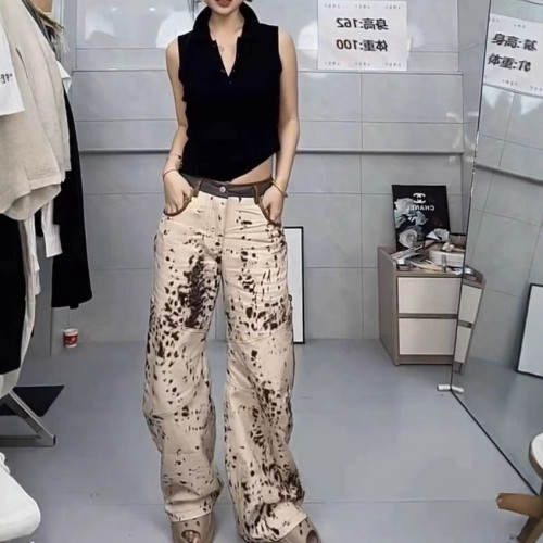 25363大愛美依緣2025夏季新辣妹風無袖套頭背心復古寬松濶腿褲女