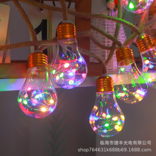 跨境麻繩燈串銅線燈新款太陽能戶外防水露營裝飾氛圍聖誕節日彩燈