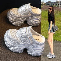 HS6166-108厚底內增高水鑽老爹包頭拖鞋女2025夏季新款松糕休閒鞋