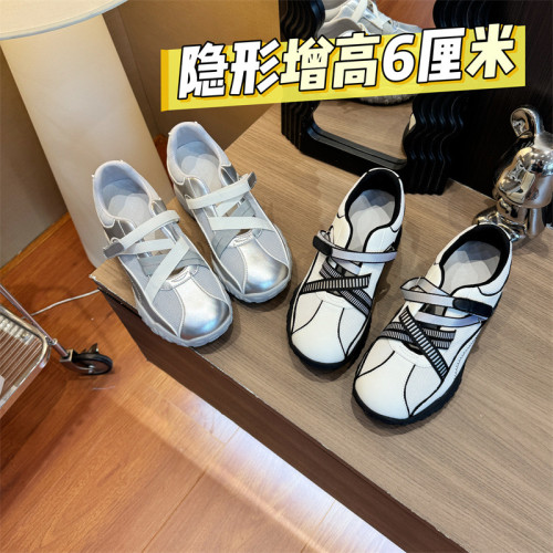【內增高6公分】夏季透氣2025女休閒輕便魔術貼阿甘鞋010538