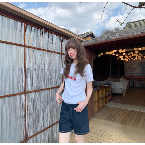 原創藝術感刺綉印花短袖t恤女夏設計感