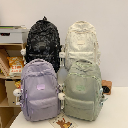 書包女生大學生高中學生大容量雙肩包初中生小學生印花雙肩後背包