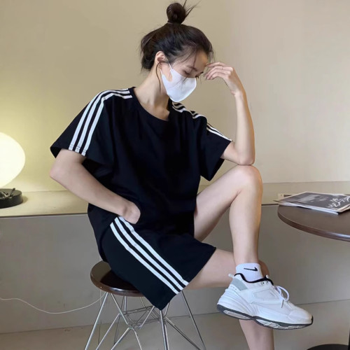 高級感運動服套裝女夏季寬松韓版時尚炸街短袖短褲休閒兩件套跑步