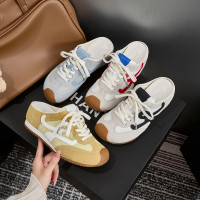 包頭德訓半拖鞋女2025夏季新款增高網面透氣外穿一腳蹬休閒阿甘鞋