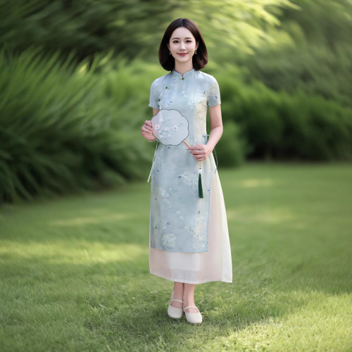 2025親子裝新中式改良版父子母女家庭裝