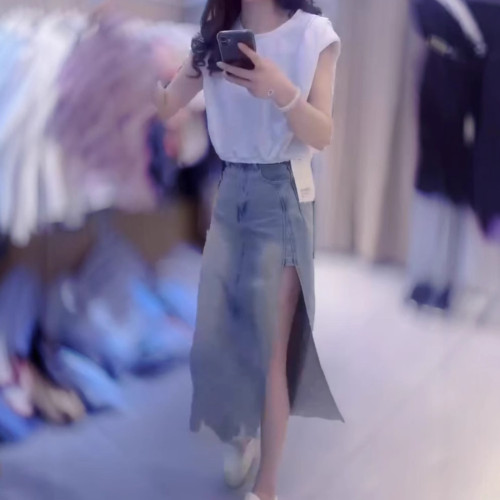 25076婕妤秀系帶短袖t恤女夏季半身裙純色獨特小衆百搭上衣