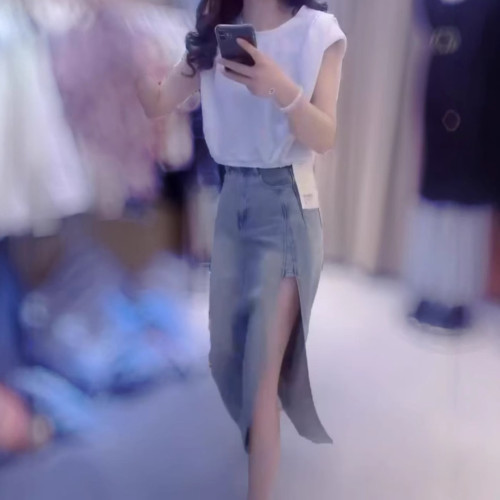 25076婕妤秀系帶短袖t恤女夏季半身裙純色獨特小衆百搭上衣