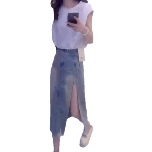 25076婕妤秀系帶短袖t恤女夏季半身裙純色獨特小衆百搭上衣
