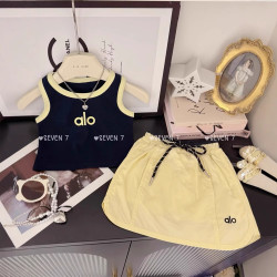女童夏季韓版時尚套裝2025新款女寶寶洋氣拼色背心工裝短裙兩件套