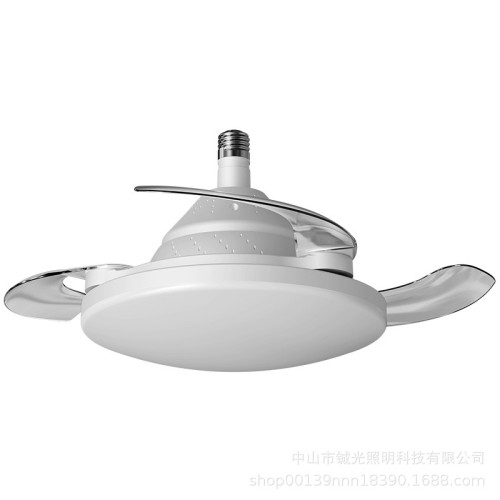 LED隱形風扇燈e27螺口小吊扇燈大風力靜音餐厛 臥室家用電扇吊燈