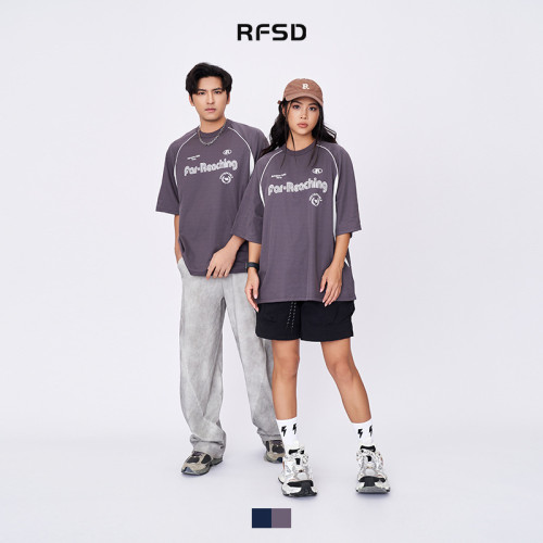 RFSD男裝|2025春夏新款賽車服潮牌美式字母拼接撞色短袖T恤男
