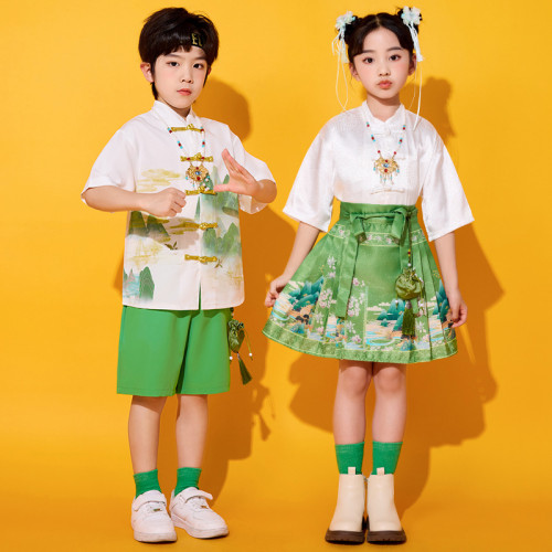 六一兒童演出服漢服馬面裙風合唱表演服小學生幼兒園畢業班服