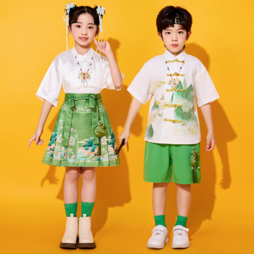 六一兒童演出服漢服馬面裙風合唱表演服小學生幼兒園畢業班服