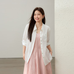 【簡約慵嬾開叉萊賽爾輕盈襯衫】纖莉秀大碼女裝胖mm2025夏裝新款