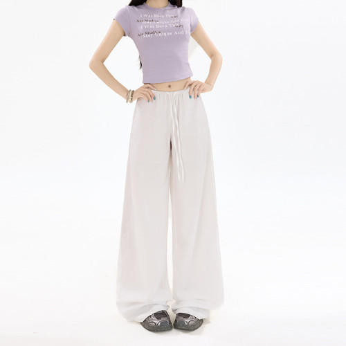 亞麻萊賽爾直筒褲女夏寬松垂感百搭濶腿褲慵懶風薄款休閒褲拖地褲