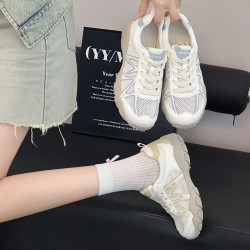 網面透氣厚底拼色潮流德訓鞋女2025夏季新款休閒百搭輕便阿甘鞋