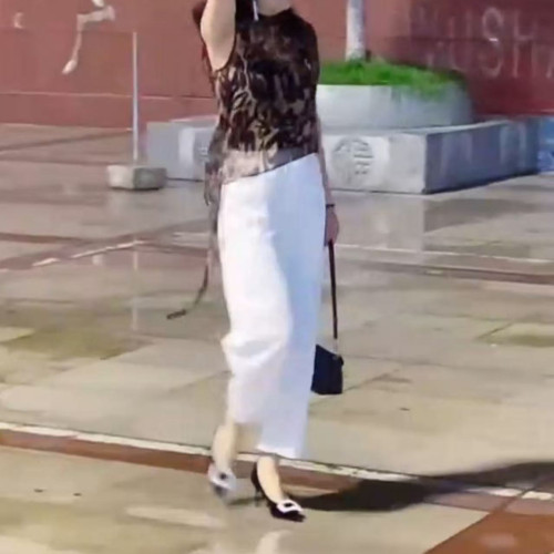 25508大愛美依緣2025夏季新款歐貨爆款洋氣豹紋上衣高腰濶腿褲潮
