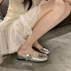 半拖版~內增高釦帶瑪麗珍包頭半拖鞋女涼拖夏新款仙女風淺口單鞋